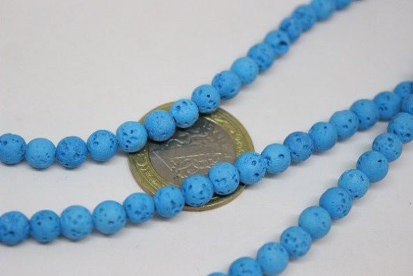 Lav Taşı Açık Mavi Renkli YARIM Dizi 6mm (18cm uzunluğundadır) - Resim 2