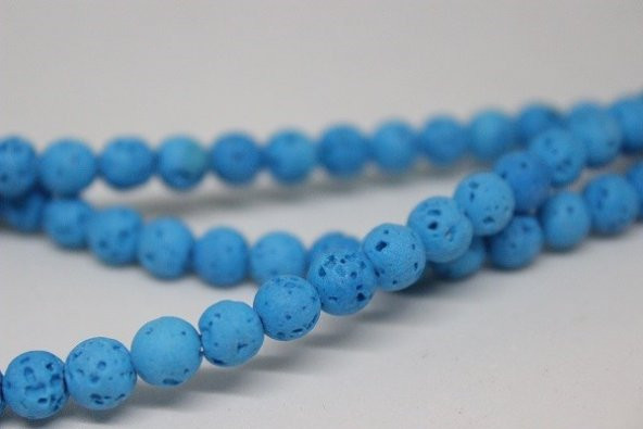 Lav Taşı Açık Mavi Renkli YARIM Dizi 6mm (18cm uzunluğundadır) - Resim 3
