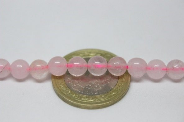 Pembe Kuvars Taşı YARIM Dizi 6mm (18cm uzunluğundadır) - 3