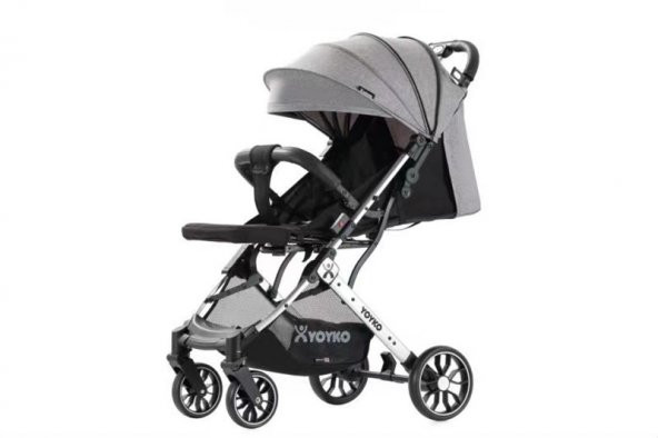 Yoyko Quantum Kabin Boy Tek Elle Kolay Katlanır Pratik Bebek Arabası - Gri Silver - 3