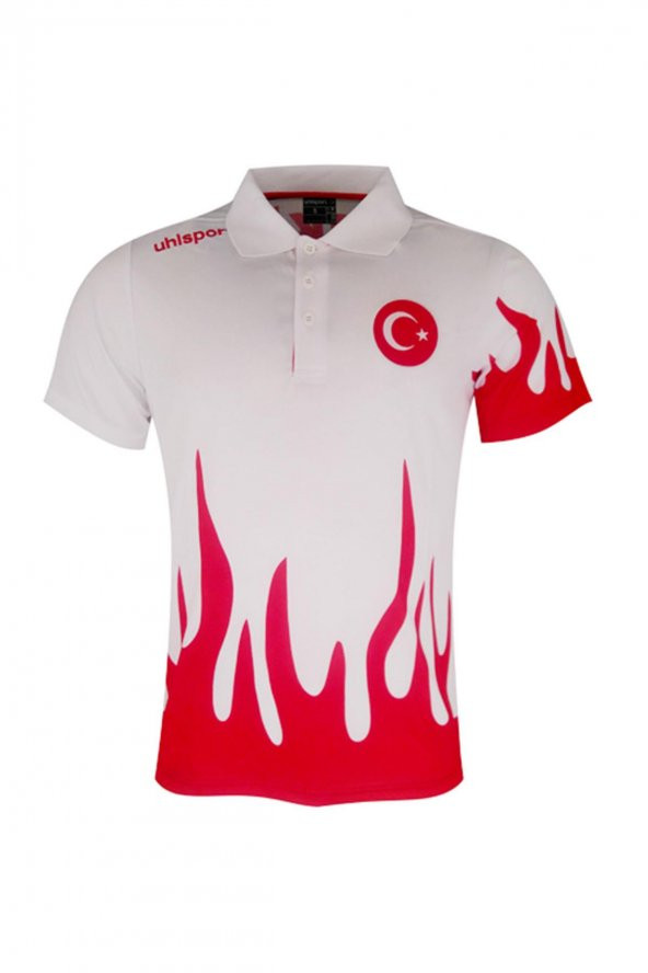 Uhlsport Türkiye Alev Desenli Polo Tişört Beyaz
