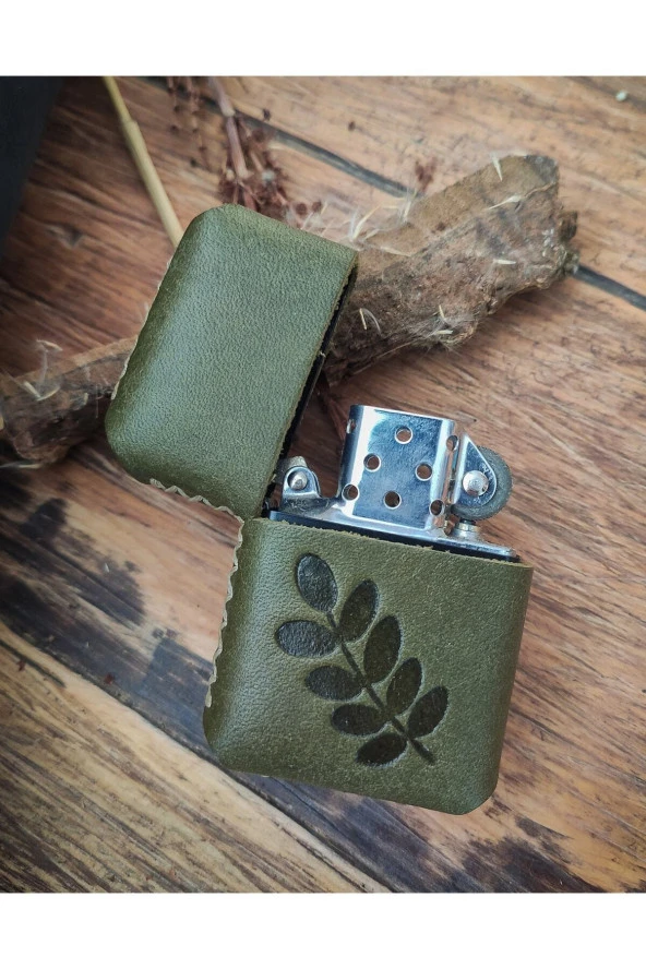 El Yapımı Hakiki Deri Kılıflı Zippo Çakmak - 3