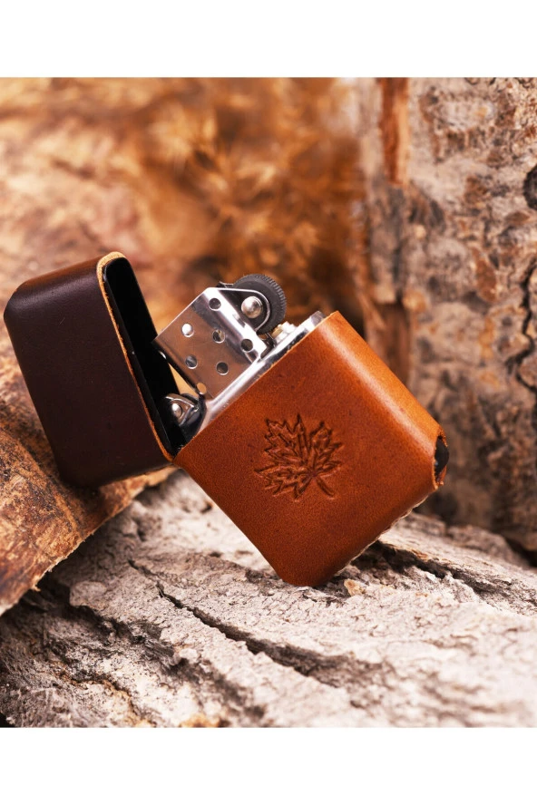 ( Kılıf ) El Yapımı Deri Zippo Çakmak Kılıfı - 4