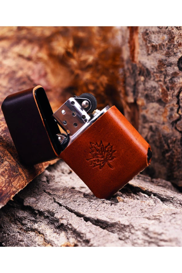 ( Kılıf ) El Yapımı Deri Zippo Çakmak Kılıfı - 6