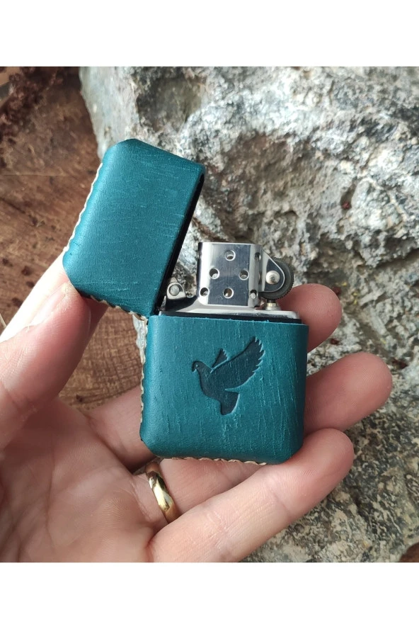 El Yapımı Hakiki Deri Kılıflı Zippo Çakmak - 2