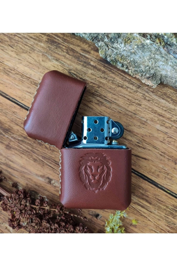 El Yapımı Hakiki Deri Kılıflı Zippo Çakmak - 2