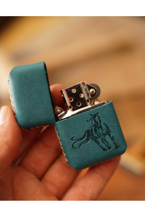 El Yapımı Hakiki Deri Kılıflı Zippo Çakmak - 3