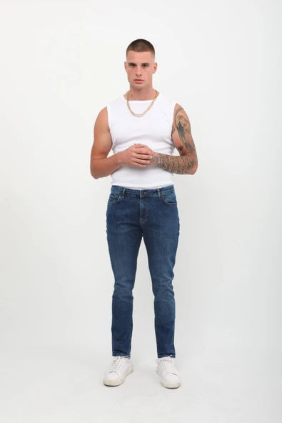 Erkek Mavi Straight Fit Jean Pantolon ürün görseli 1