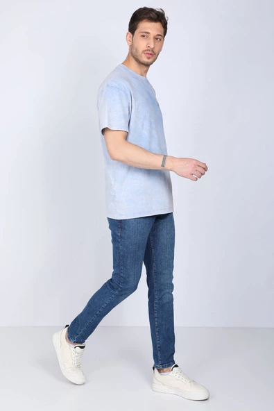 Erkek Mavi Straight Fit Jean Pantolon - 4