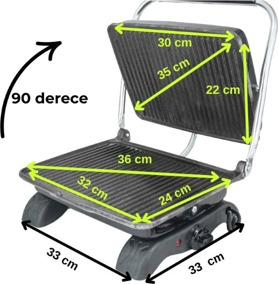 Döküm Organik Demir Döküm Tost Makinesi 1800 w Siyah Ev Tipi - Resim 2