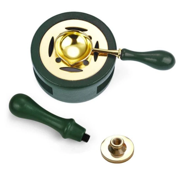 Davetiye Mum Mühürü Uygulama Seti Çim Yeşili Renk 455 Çelenk - Resim 3