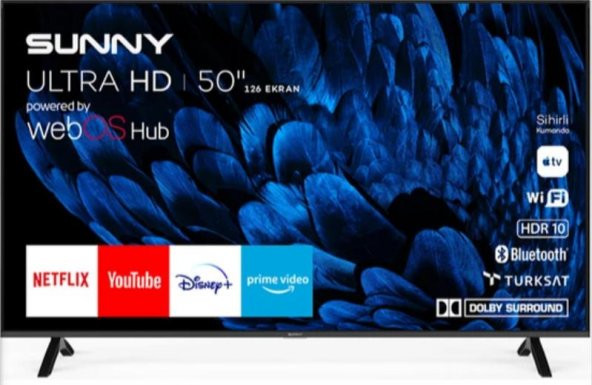 Sunny SN50FMN252 4K Ultra HD 50" 127 Ekran Uydu Alıcılı webOS Smart LED TV