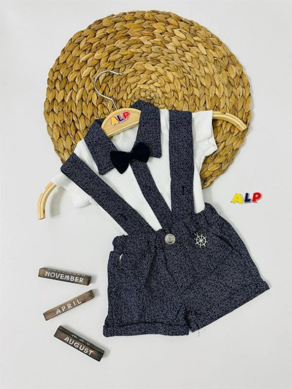 Sailor Uniform 2 Parça Salopet Set Erkek Takım Lacivert - 1
