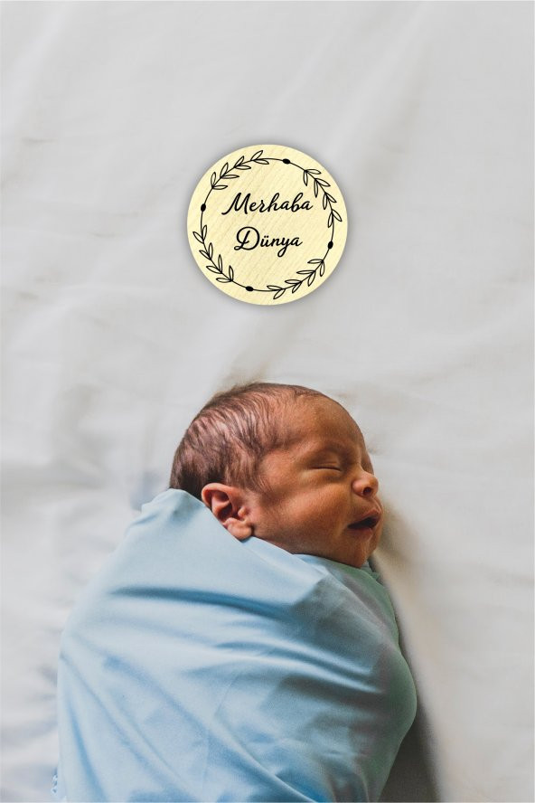karbonsoft Yeni Doğan Bebekler İçin Ahşap Yuvarlak Fotoğraf Dekoru Ahşap Bebek Anı Kartı - 2