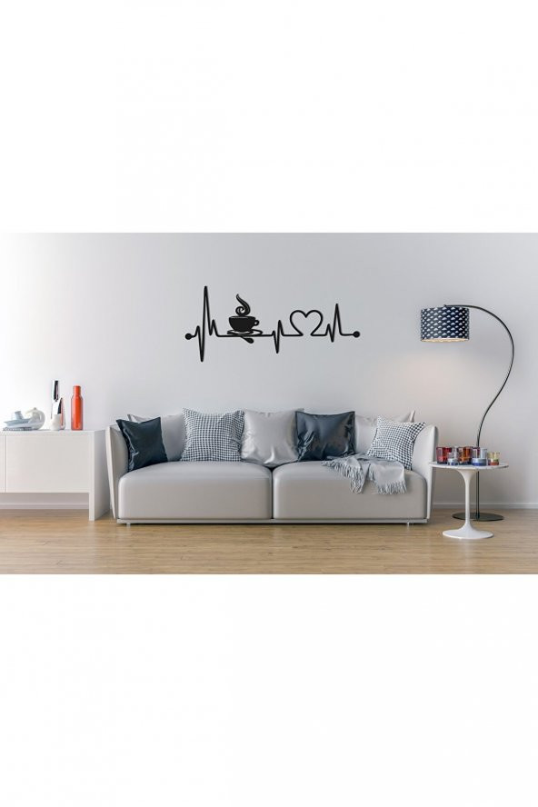 My Wonder Ahşap Mutfak Duvar Aksesuarı Kalp Ritmi Kahve Kalp Temalı MDF Duvar Dekoru