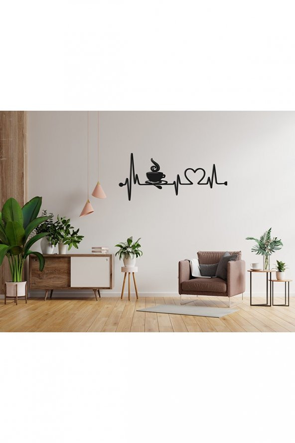 My Wonder Ahşap Mutfak Duvar Aksesuarı Kalp Ritmi Kahve Kalp Temalı MDF Duvar Dekoru - 2