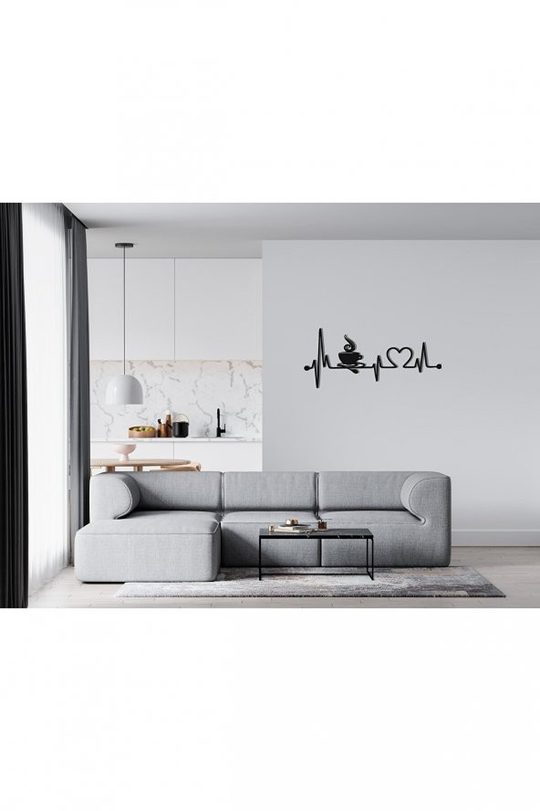 My Wonder Ahşap Mutfak Duvar Aksesuarı Kalp Ritmi Kahve Kalp Temalı MDF Duvar Dekoru - 4