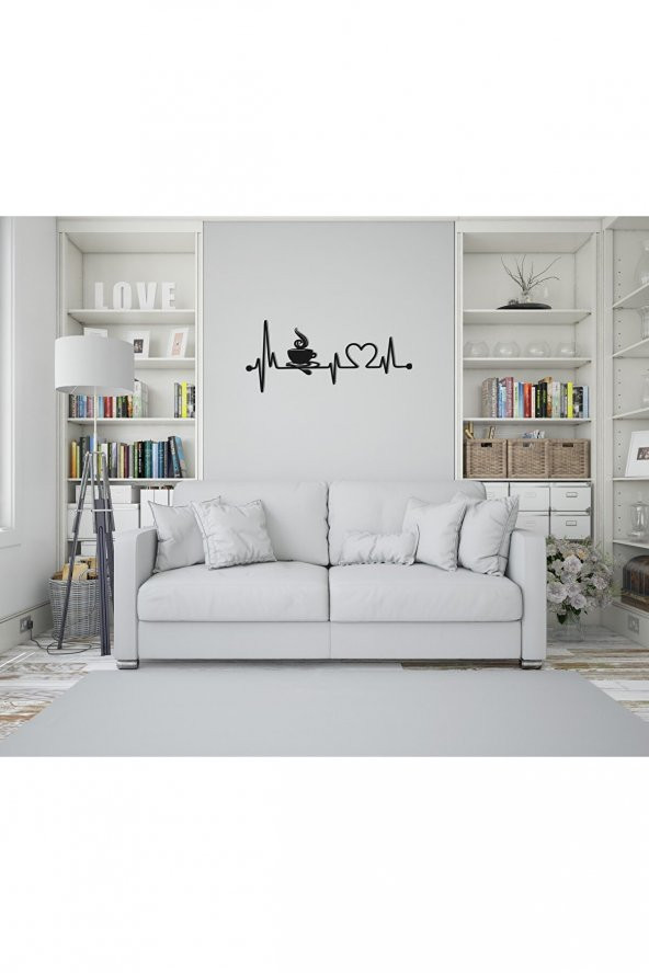 My Wonder Ahşap Mutfak Duvar Aksesuarı Kalp Ritmi Kahve Kalp Temalı MDF Duvar Dekoru - 5