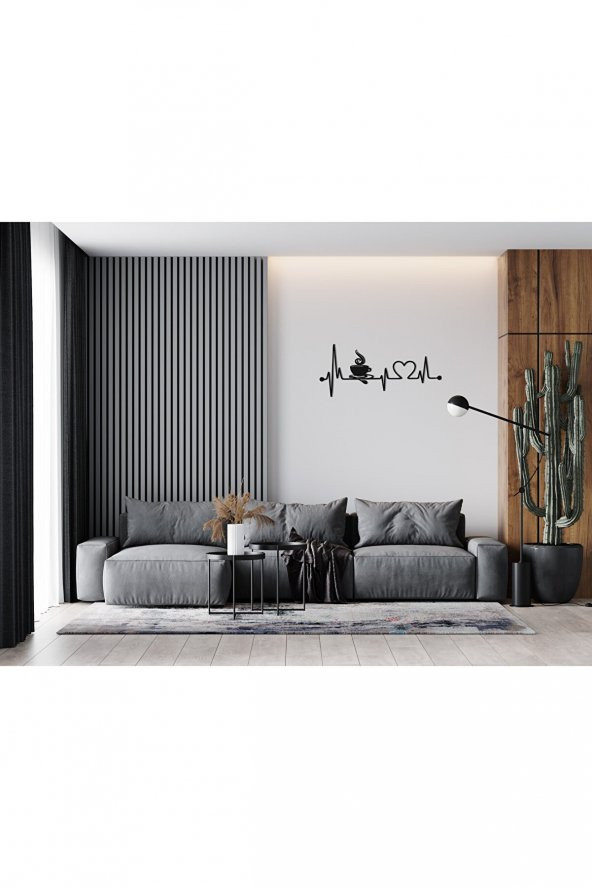 My Wonder Ahşap Mutfak Duvar Aksesuarı Kalp Ritmi Kahve Kalp Temalı MDF Duvar Dekoru - 6