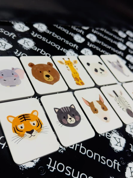 karbonsoft Zeka Kartları Eşleştirme Oyunu Sevimli Hayvan Hafıza Kartı Ahşap Eğitici Puzzle Oyuncak (5,5X7,5 Cm) - 5