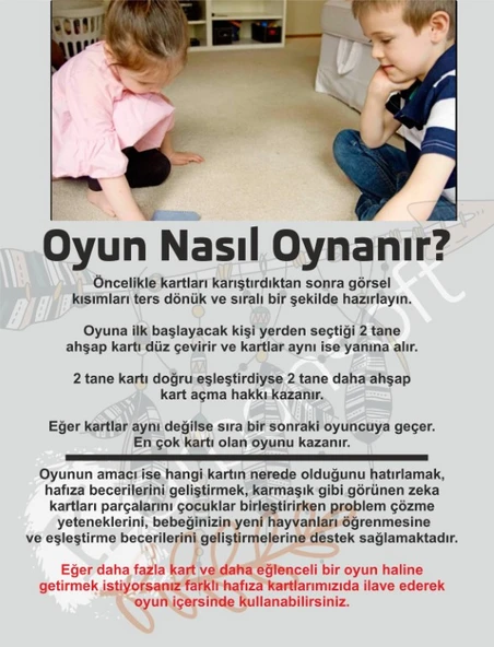 karbonsoft Zeka Kartları Eğitici Oyuncak Hafıza Kartı Hayvan Ve Meyveler Eğitici Puzzle Oyuncak ( 5,5 X 7,5 CM) - 3