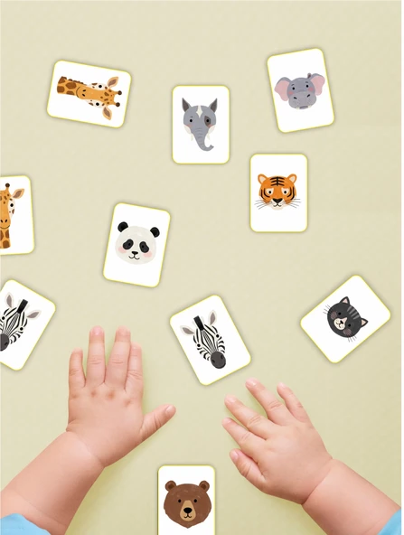 karbonsoft Zeka Kartları Eşleştirme Oyunu Sevimli Hayvan Hafıza Kartı Ahşap Eğitici Puzzle Oyuncak (5,5X7,5 Cm) - 2
