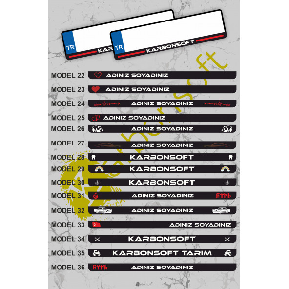 karbonsoft Kişiye Özel Isimli Kabartmalı Takmatik Araç Logo Plakalık (1 TAKIM) - 3