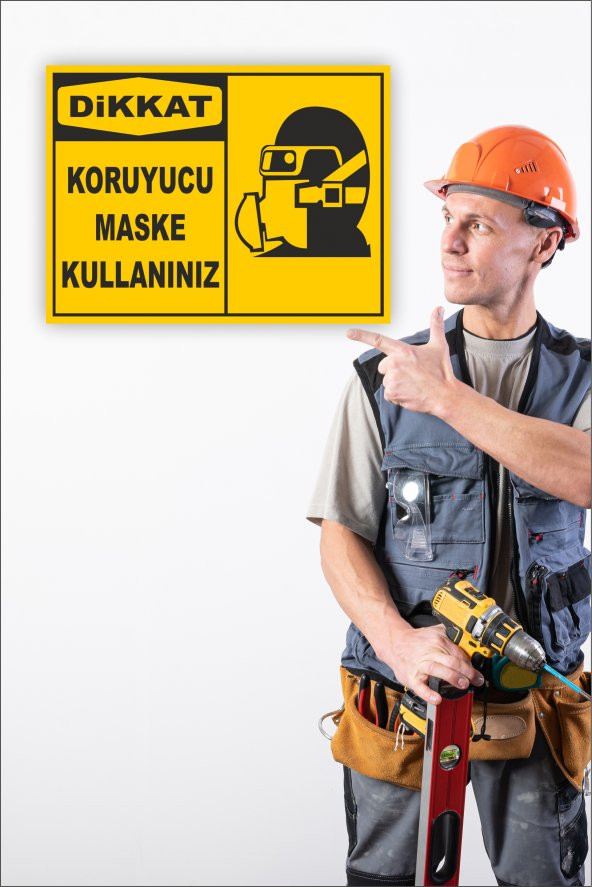 karbonsoft İş Güvenliği Uyarı Levhası Koruyucu Maske Kullanınız - 2