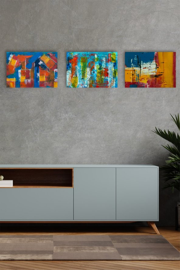 karbonsoft Dekoratif 3 parçalı dizayn Mdf ahşap tablo - 4