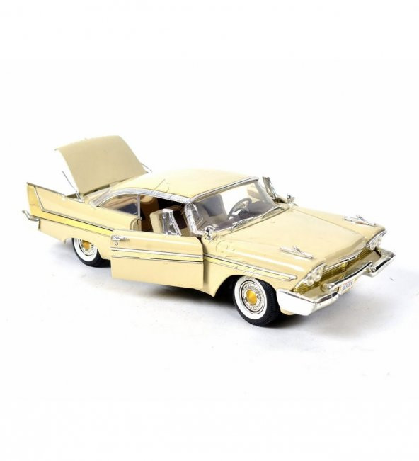1/18 1958 Plymouth Fury Motor Max Krem Renk Model Araba - 1