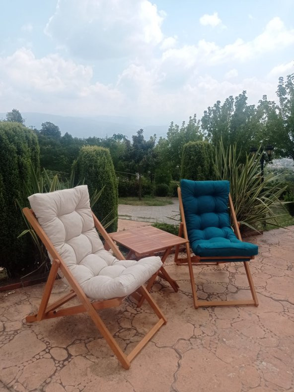 ayzenbi ARIA Şezlong Seti Bahçe & balkon & teras & plaj Katlanır Ikili Set - 2 şezlong 1 byk masa