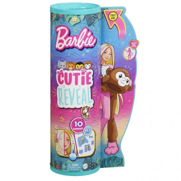 Barbie Cutie Reveal Bebekler Barbie Tropikal Orman Serisi - Maymun HKP97-HKR01