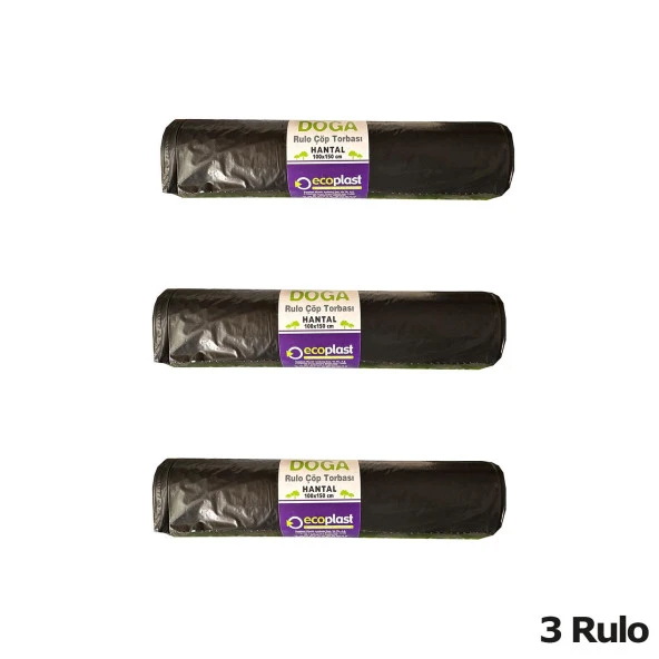 Ecoplast 240 Litre Siyah Hantal Konteyner Çöp Torbası - 100 x 150 Cm. - 600 Gr. - 10 Adetlik 3 Rulo - Resim 2