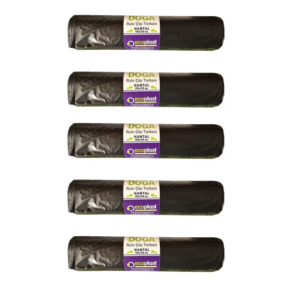 Ecoplast 240 Litre Siyah Hantal Konteyner Çöp Torbası - 100 x 150 Cm. - 600 Gr. - 10 Adetlik 5 Rulo ürün görseli 1