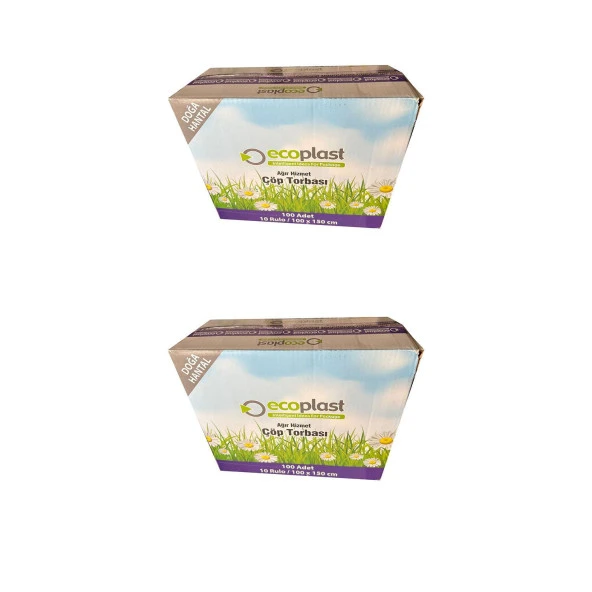 Ecoplast 240 Litre Siyah Hantal Konteyner Çöp Torbası - 100 x 150 Cm. - 600 Gr. - 10 Adetlik 20 Rulo