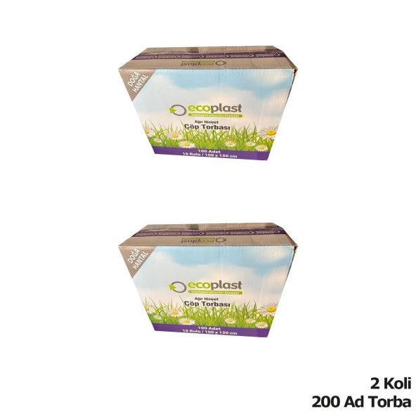 Ecoplast 240 Litre Siyah Hantal Konteyner Çöp Torbası - 100 x 150 Cm. - 600 Gr. - 10 Adetlik 20 Rulo - Resim 2