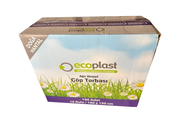 Ecoplast 240 Litre Siyah Hantal Konteyner Çöp Torbası - 100 x 150 Cm. - 600 Gr. - 10 Adetlik 20 Rulo - Resim 3