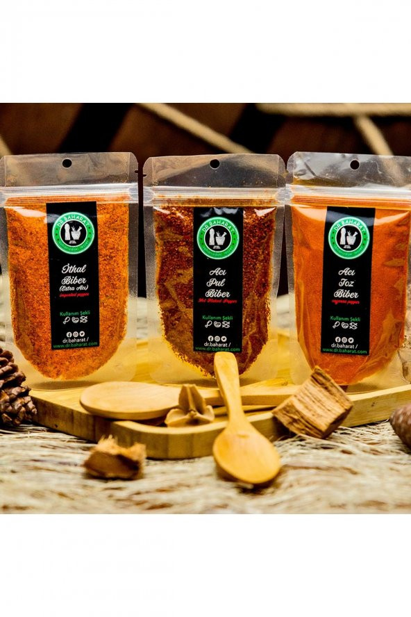 dr baharat Spice 3lü Seri-İthal Biber-Acı Pul Biber-Acı Toz Biber