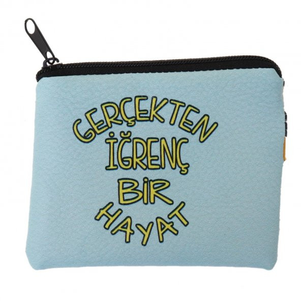 MAVİ GERÇEKTEN İĞRENÇ BİR HAYAT TASARIM SÜET BOZUK PARA CÜZDANI