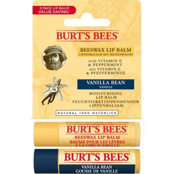 Burts Bees Burts Bees 2li Lip Balm Set (Beeswax + Vanilya)