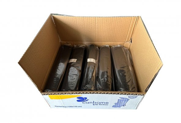 Canhome 240 Litre Siyah Hantal Konteyner Çöp Torbası - 100 x 150 Cm. - 600 Gr. - 10 Adetlik 10 Rulo - 2