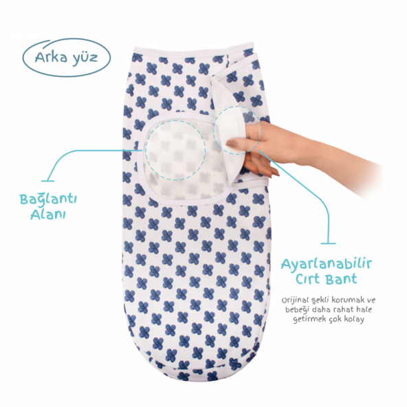 Sevi Bebe İnterlok Bebe Kundak Mavi Çiçek - 2