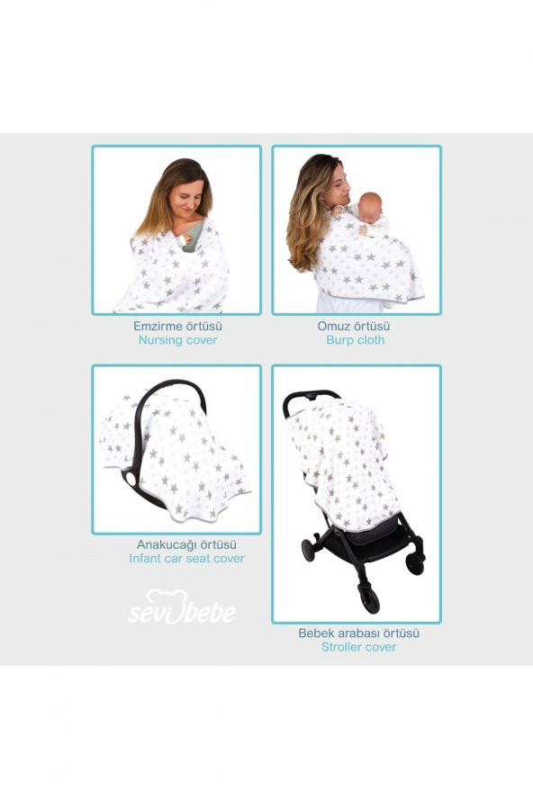 Çok Fonksiyonlu Organik Müslin Örtü 95x85 Cm 488 - 5