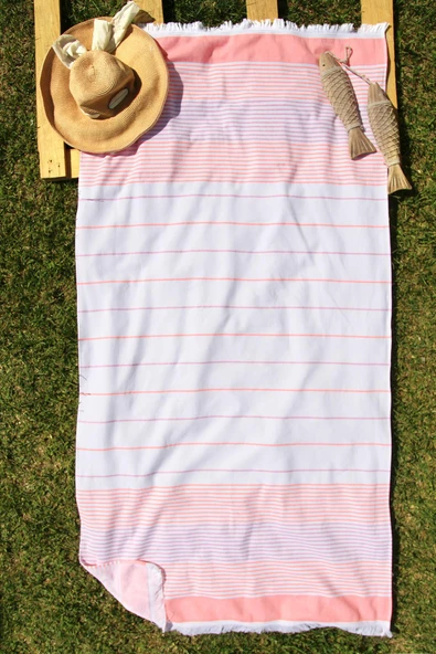 Outlet %100 Pamuk Çizgili 90x180 Plaj Havlusu - Resim 4