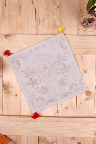 Jakarlı Püsküllü 3'lü Kadife 30x30 Mutfak Misafir Havlusu - Resim 3