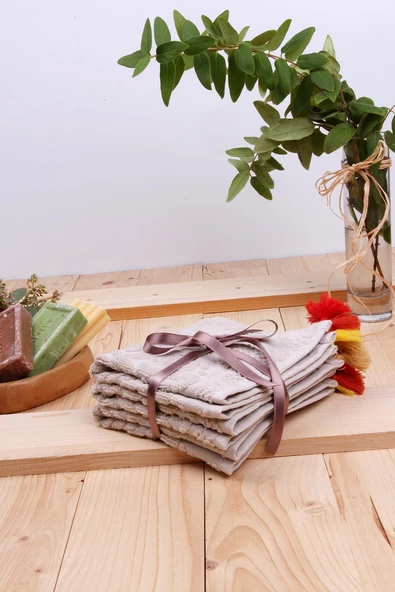 Jakarlı Püsküllü 3'lü Kadife 30x30 Mutfak Misafir Havlusu - Resim 2