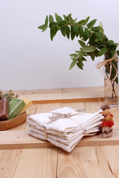 Jakarlı Püsküllü 3'lü Kadife 30x30 Mutfak Misafir Havlusu - Resim 5