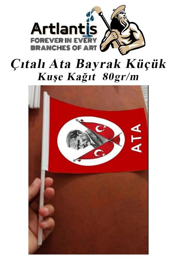 Çıtalı Ata Bayrak Kağıt 20x12 cm 50 Adet Atalı Bayrak Çıtalı Sopalı Küçük Bayrak Plastik Çubuklu Bayrak - 4