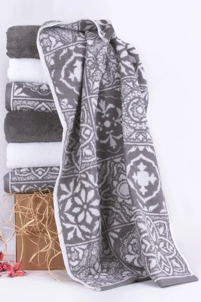 %100 Pamuk Jakarlı 100X150 Banyo Havlusu - Resim 2