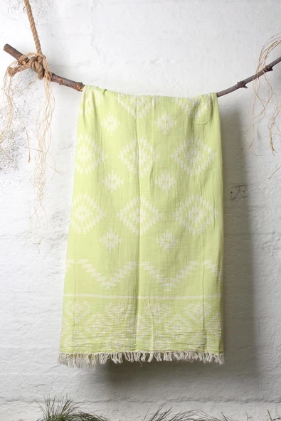 %100 Pamuk 90x180 Peştemal Plaj Havlusu Etnik Desen Jakarlı - Resim 6